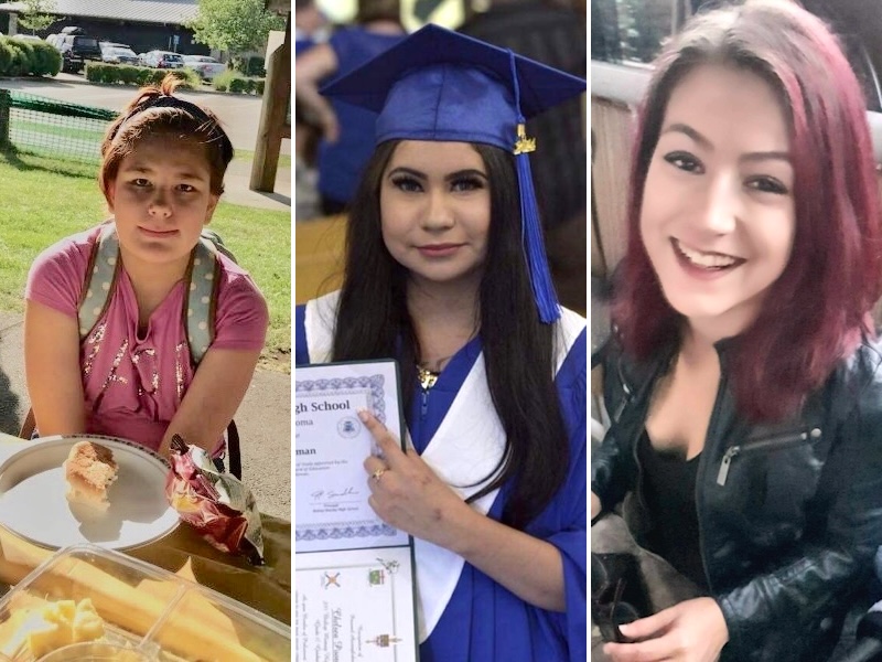 Three photos of young Indigenous women are arranged in a panel.